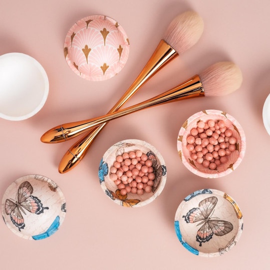 Dry Molded Fiber makeup packaging with makeup brushes