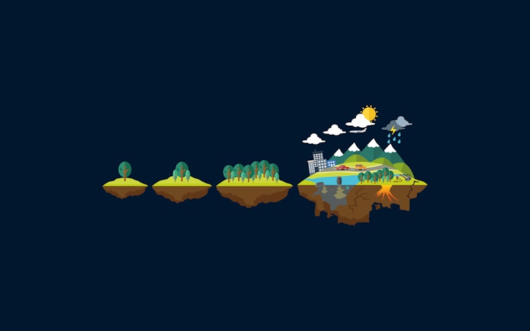 Illustration showing progression of an island