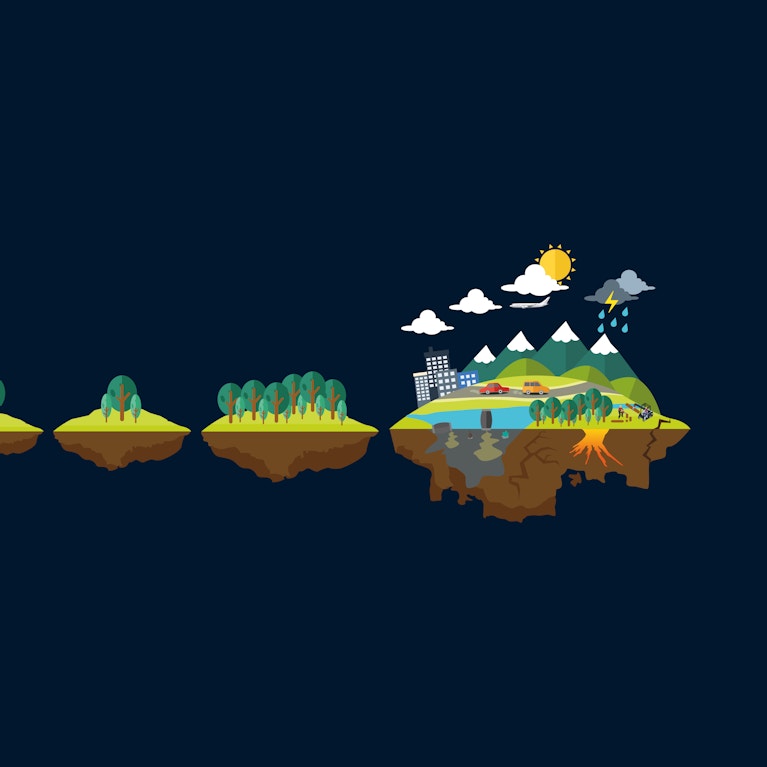Illustration showing progression of an island