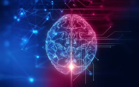 3D rendering of human brain on technology background