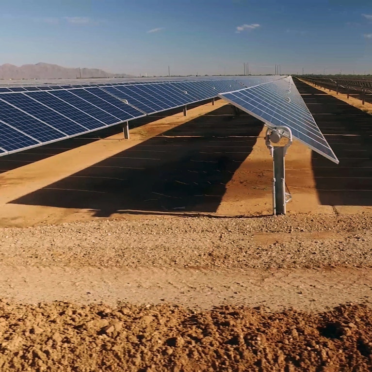 Closeup of solar panel in desert listing