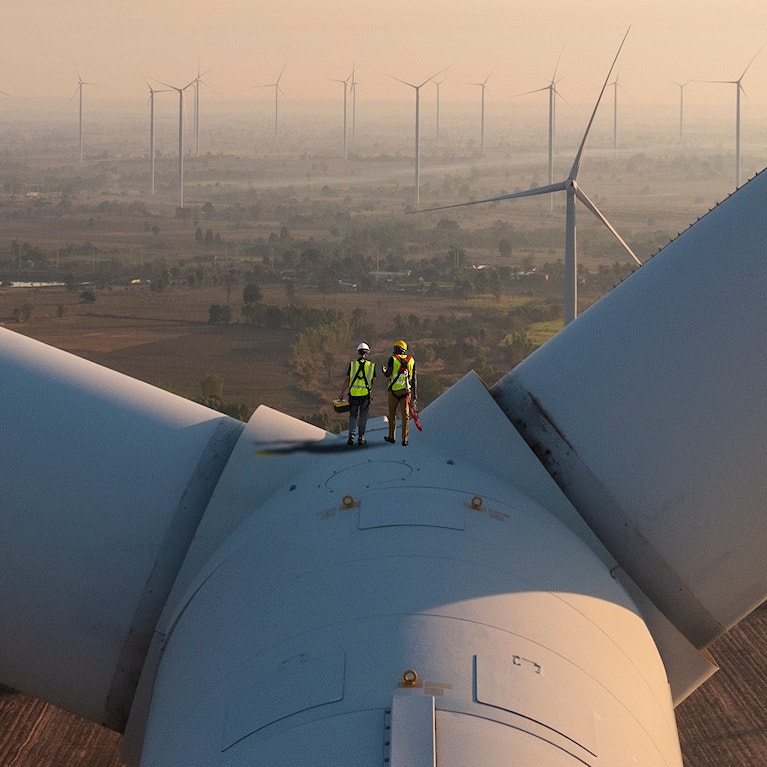 Wind turbines at sunrise