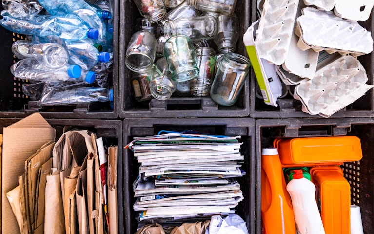 Bins of sorted recycling