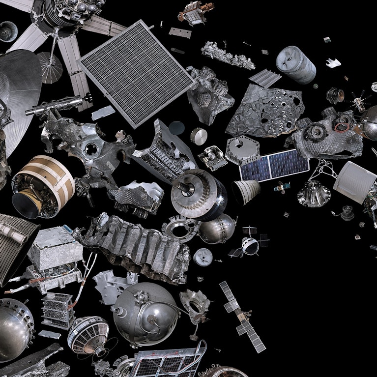 Satellite debris in space