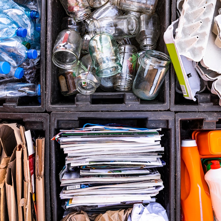 Boxes with separate collection of waste for recycling