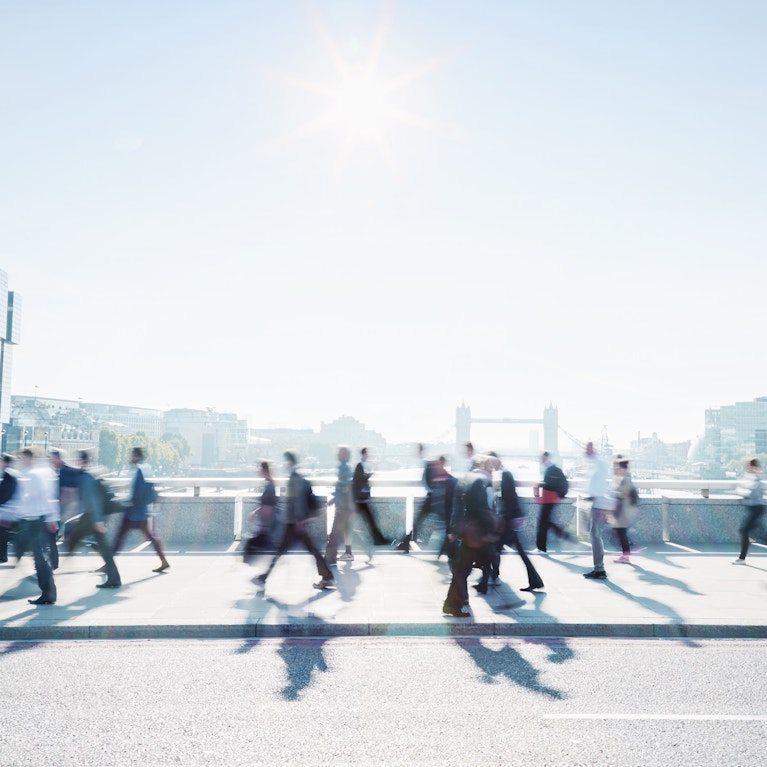 Workers walking on their commute in London