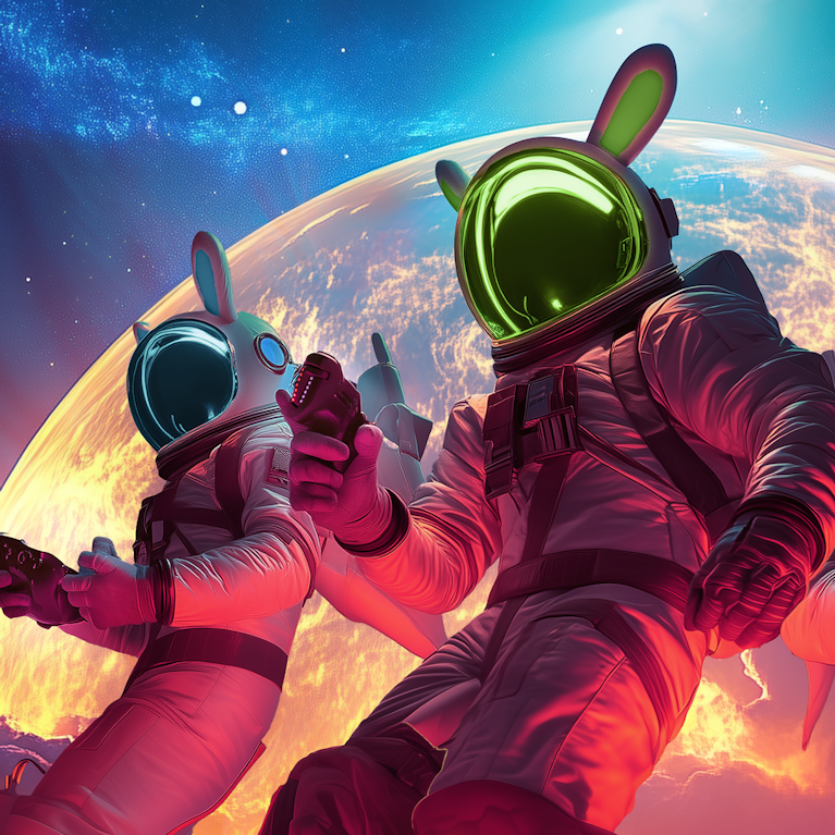 Three futuristic space gaming characters